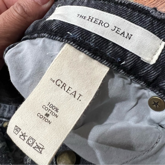 $395 The Great The Hero Black Daisy Stamp Jean Women's Size 25 Made In Usa - Picture 6 of 16